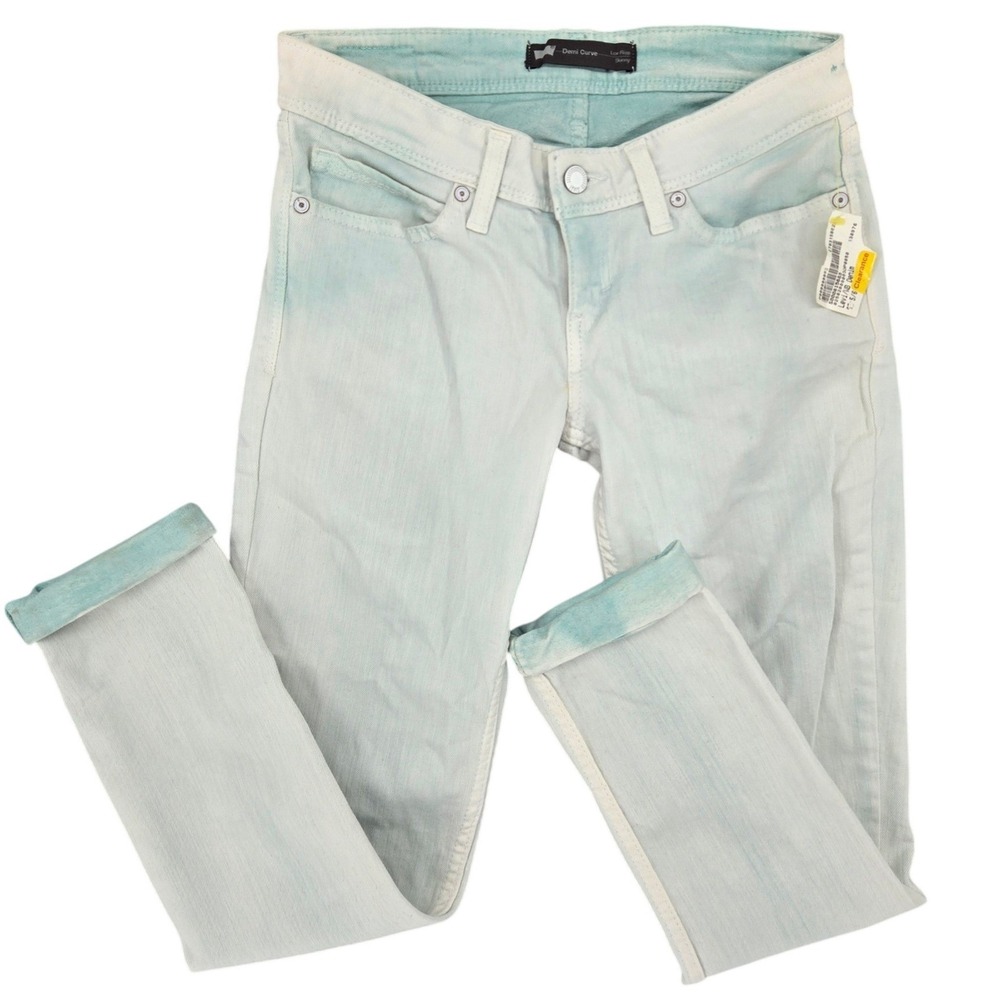 Levis Demi size 28 Curve Low Rise Cuffed Skinny Jeans Women Light Blue Acid Wash